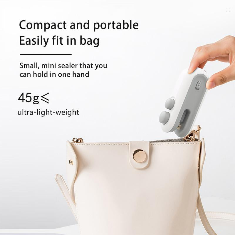 2 in 1Heat USB Rechargeable Bag Selaer,Snack Mini Snack Bag Sealing Machine,Plastic Electric Bag Sealers,Keep Food Fresh,Portable Sealer Picnics.