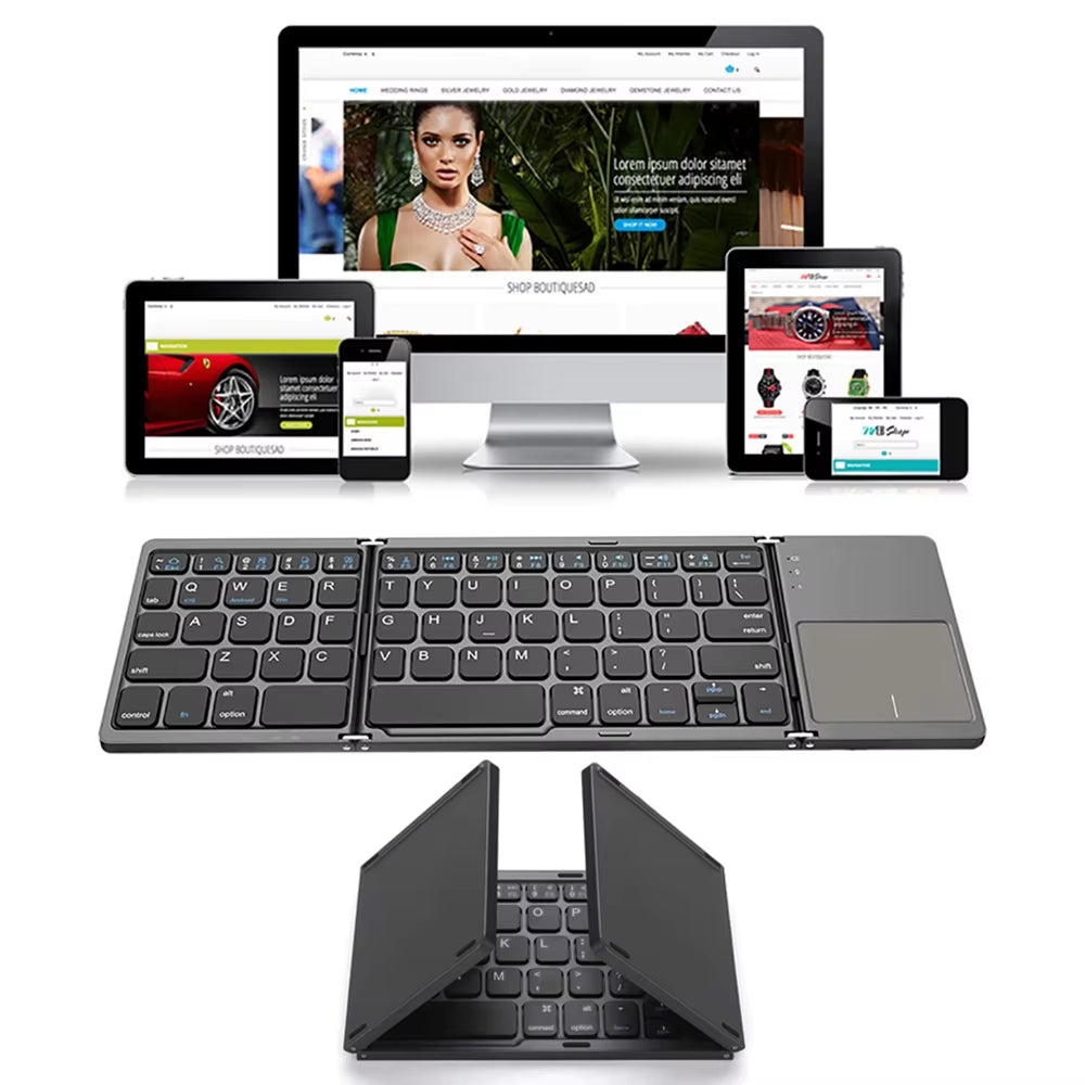 Portable Foldable Folding Keyboard Mini Wireless Bluetooth Keyboard Touchpad Keyboard for Windows Android IOS Tablet Ipad Phone