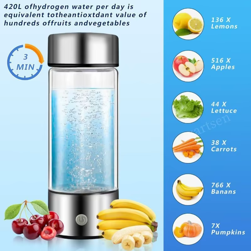 Rich Hydrogen Oxygen Water Cup H2 Inhalation Device Water Bottle SPE PEM Dual Chamber Maker Lonizer Healthcare Water Cup