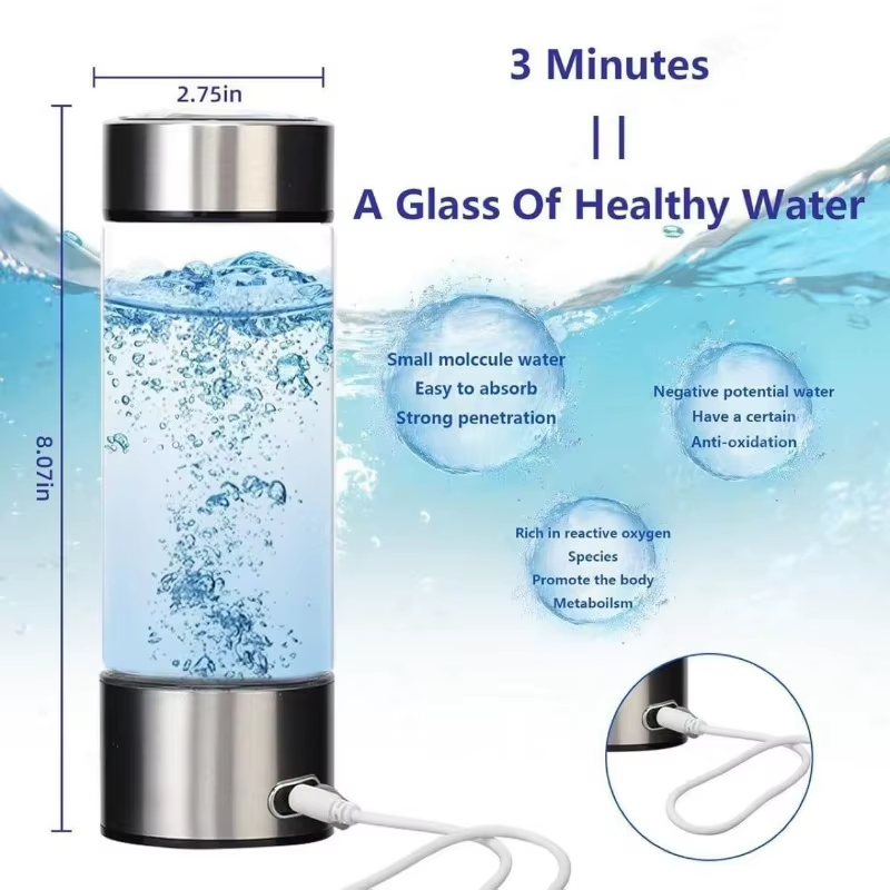Rich Hydrogen Oxygen Water Cup H2 Inhalation Device Water Bottle SPE PEM Dual Chamber Maker Lonizer Healthcare Water Cup