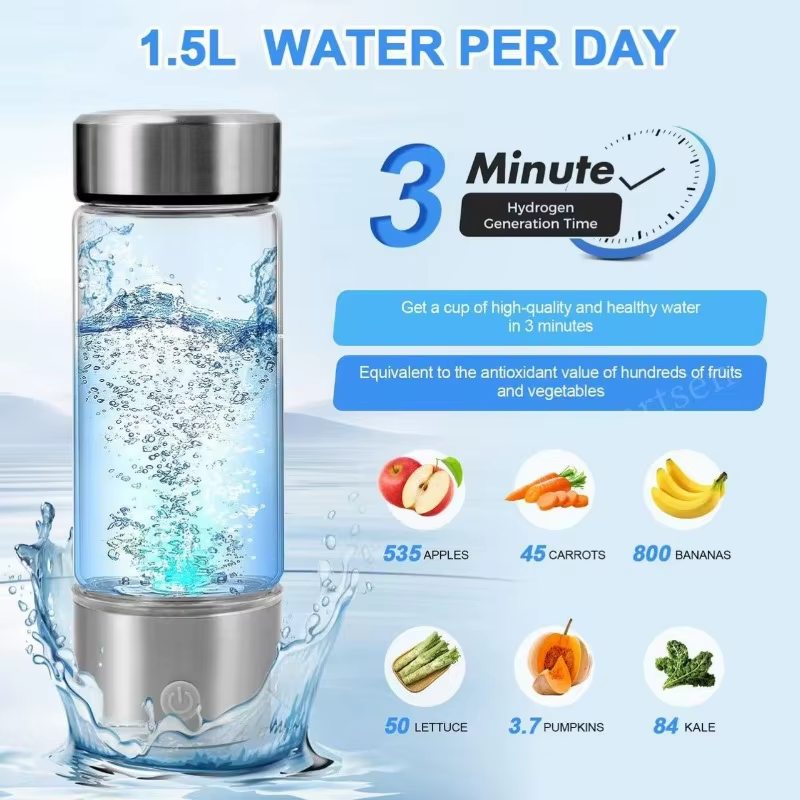 Rich Hydrogen Oxygen Water Cup H2 Inhalation Device Water Bottle SPE PEM Dual Chamber Maker Lonizer Healthcare Water Cup